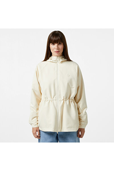 Lacoste Kadın Relaxed Fit Kapüşonlu Krem Yağmurluk