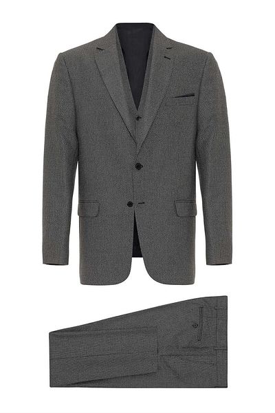 SÜVARİ Κοστούμι 6 Drop Grey Horseman Vest - Dobby Loose Fit