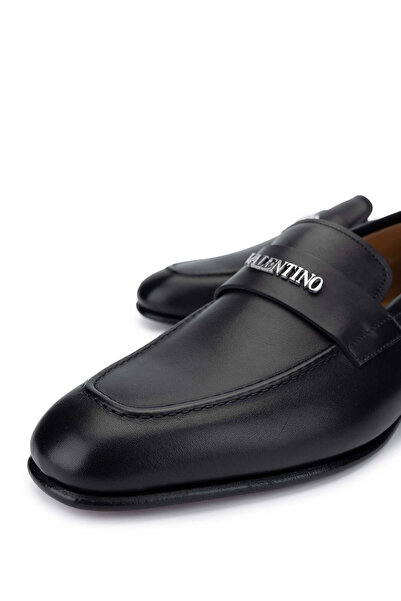 Valentino Erkek Hakiki Deri Siyah Loafer Ayakkabı