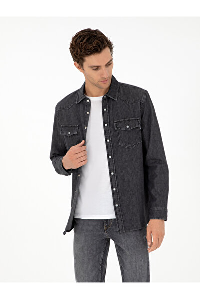 Cacharel Antrasit Regular Fit Jean Gömlek 50290961-VR006