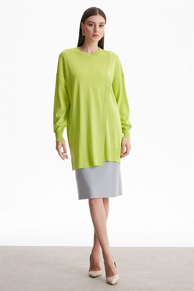 Tığ Triko ZERO COLLAR CROWACE RAYON TUNIC NEON