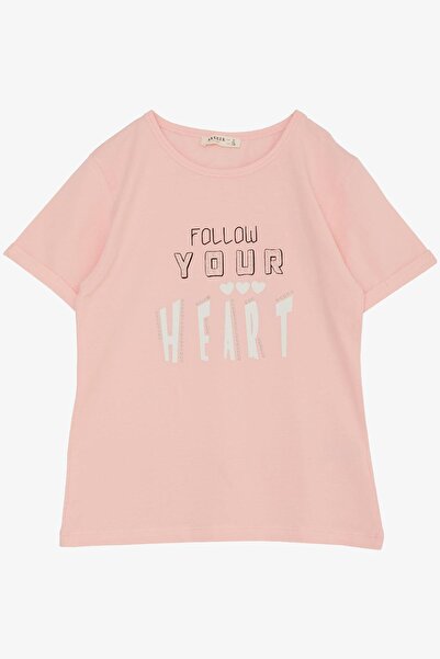 Breeze Дівчача футболка з камінцями та серцем, 8-14 років, рожева