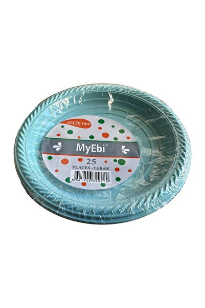 Roll-Up Kullan At Renkli Turkuaz Parti Davet Plastik Tabak - 22 Cm. - 25 Adetlik Paket