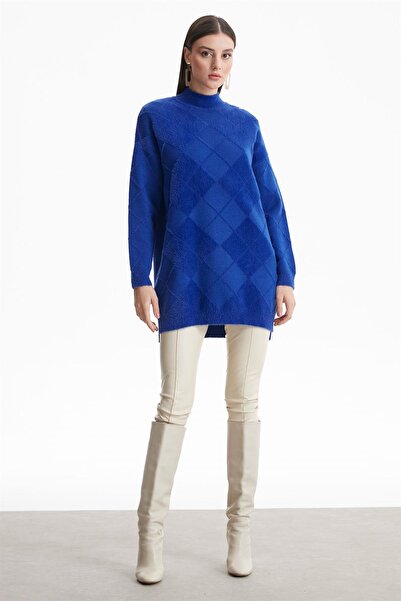 Genel Markalar BAKLAVA DESENLİ MİNK TUNİK SAKS