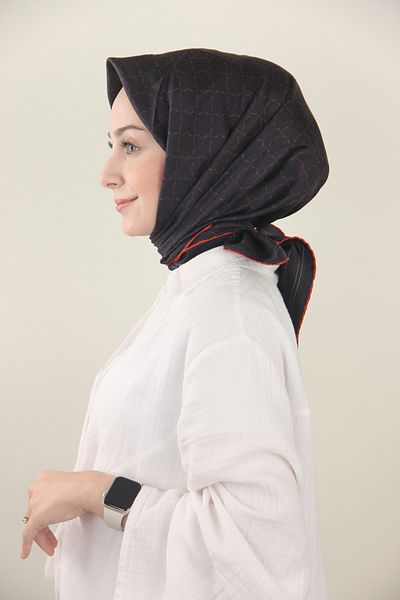 Sensitive Sensitive Twill Silk Scarf 9 - Μαύρο και Κόκκινο