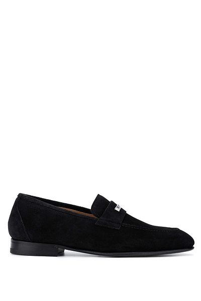Valentino Men's Genuine Leather Black Suede Loafer Shoes