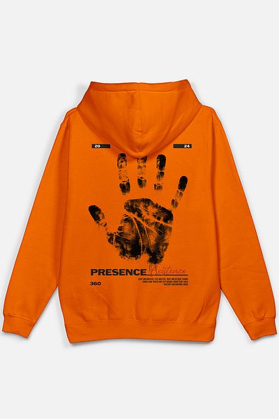 Overoz Presence Existence Existence Karma Πίσω εμπριμέ με κουκούλα Oversize Φούτερ Πορτοκαλί Hoodie H1217
