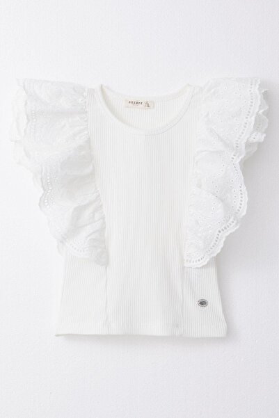 Breeze Тениска за момичета на възраст 6-12 години – бродирани цветя и листа, ...