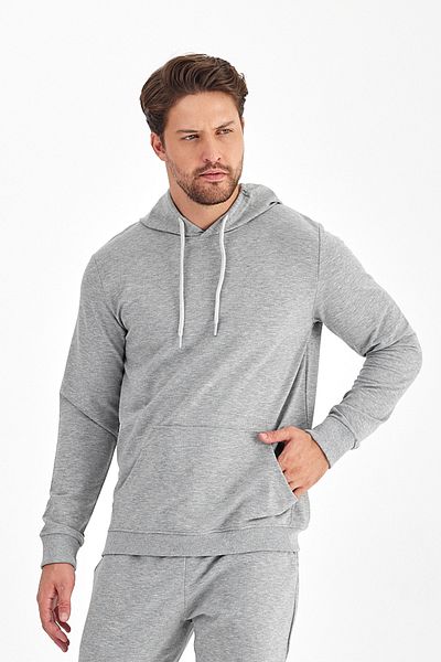 Butik Мъжки сив суитшърт с качулка, сезонен