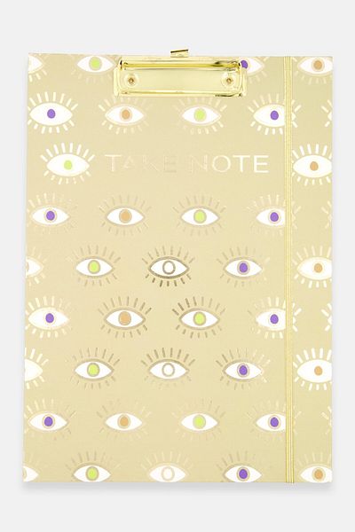 Paperbuzz Allover Print Pad Folio Clipboard With Ruled Notepad, Gold