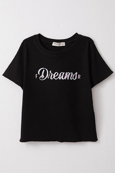 Breeze Tricou cu imprimeu negru pentru fetiță de 8-14 ani