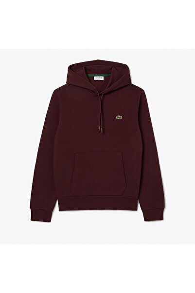 Lacoste Erkek Classic Fit Kapüşonlu Bordo Sweatshirt