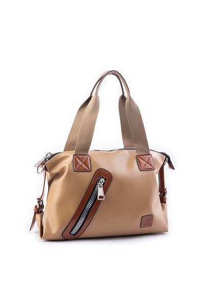 Nas Bag Geantă de umăr și crossbody pentru femei Mink Tan Nero (EN=38, BOY = 25)
