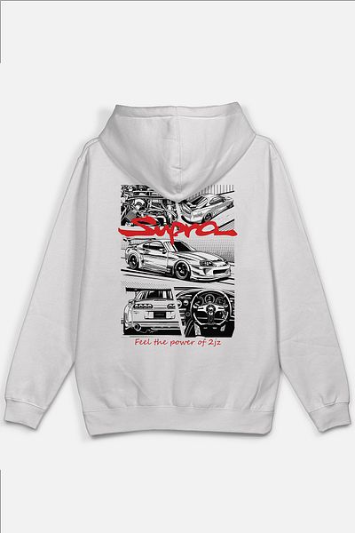 Overoz Toyota Supra 2jz - голям суичър с щампа на гърба Racin' Car