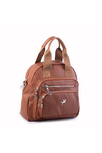 Nas Bag Kadın Çok Gözlü Dönüştürülebilir El Omuz ve Sırt Çantası Taba Yıkamal...