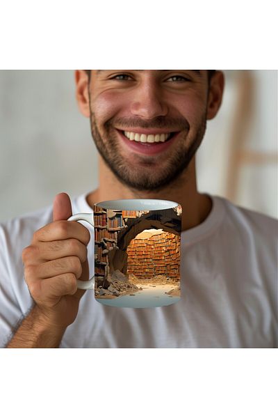 Evion Bookshelf Library Printed 3D Design Ceramic Mug - Gift Mug Cup