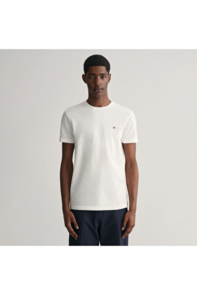 Gant Erkek Beyaz Slim Fit Bisiklet Yaka T-Shirt