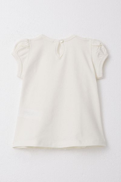 Breeze 6-2 Years Old Baby Girl T-Shirt - Frilly, Embroidered and Laced, Cream