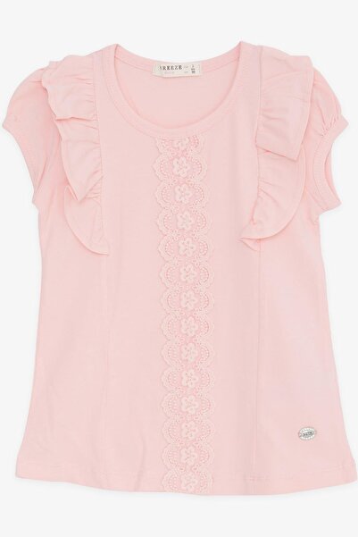 Breeze 3-8 років, дівчатка, рожева футболка - з воланами та мереживною вишивкою