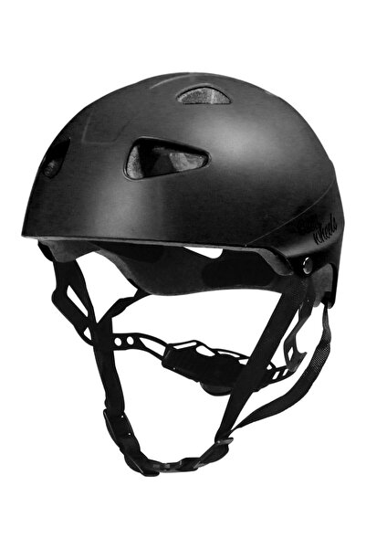 Sportaj Siyah Çocuk Kaskı Spor Koruyucu Kask Kaykay Bisiklet Scooter Paten Ek...