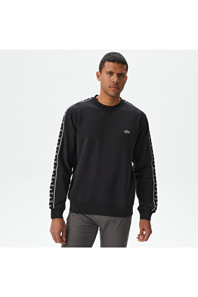 Lacoste Erkek Classic Fit Bisiklet Yaka Baskılı Siyah Sweatshirt