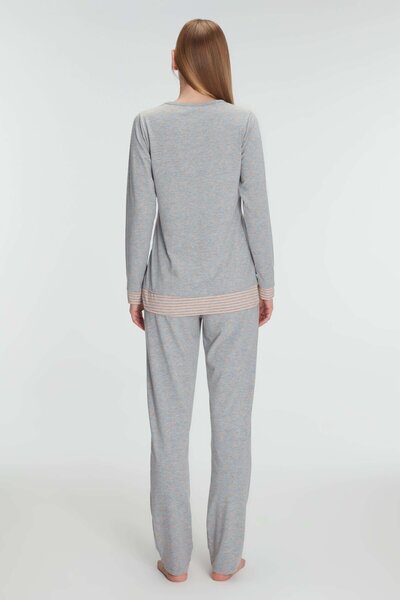 Anıl 11274 Kadın Pamuklu Uzun Kollu Pijama Takımı