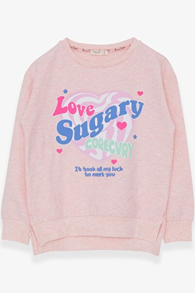 Breeze سويت شيرت بناتي بفتحة مطبوعة، العمر 9-14 عامًا، مزيج السلمون