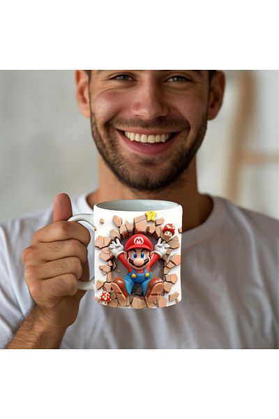 Evion Super Mario Printed 3D Design Ceramic Mug - Gift Mug