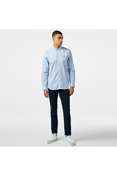 Lacoste Erkek Slim Fit Düğmeli Yaka Mavi Gömlek