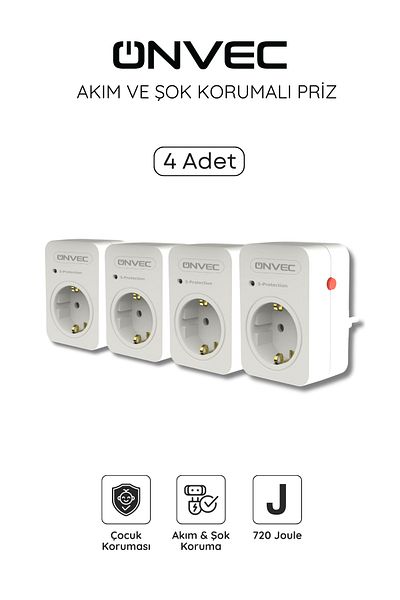 ONVEC 720 مقبس جول أساسي - حماية من التيار والصدمات، 4 قطع