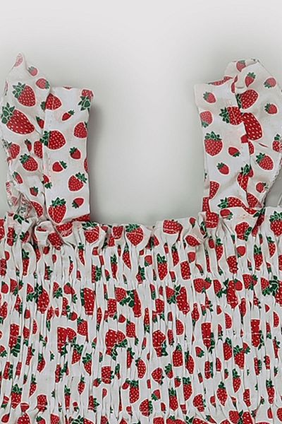Peki Summer Cherry Strawberry Lemon Orange Fruit Print Dress for Kids Girls - Add 5 Pay 4 Gilet Gift 13123