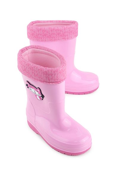 GEZER Girl's Winter Pvc Warm Lined Waterproof Rain Boots