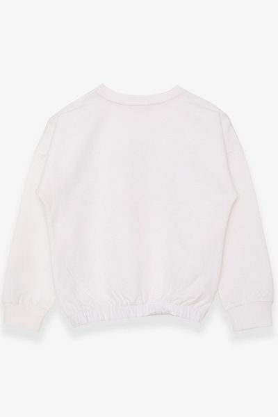 Breeze Суитшърт в екрю цвят за момиче 8-14 години - бляскав и с щампа