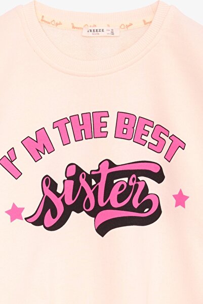 Breeze Φούτερ για κορίτσια με τύπωμα κειμένου, ηλικίας 9-14 ετών, κρέμα