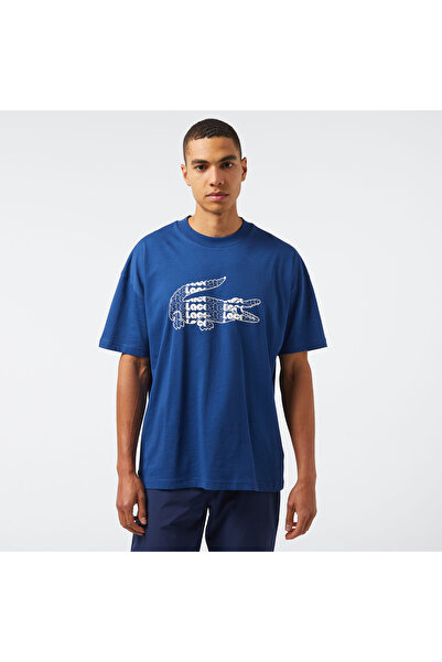 Lacoste Erkek Relaxed Fit Bisiklet Yaka Baskılı Lacivert T-Shirt
