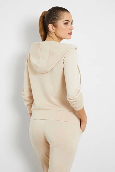 Guess Γυναικεία φούτερ OLYMPE FULL ZIP HOOD καφέ V4YQ06KCAY2-G1L9