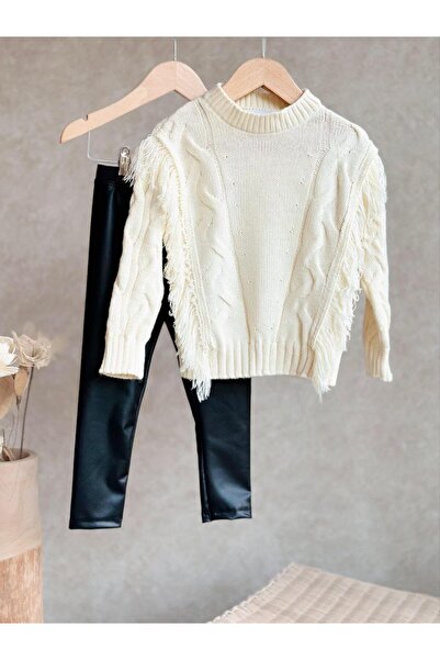 Generic Brand Girl's Suit with Leather Tights and Knitwear Sweater
