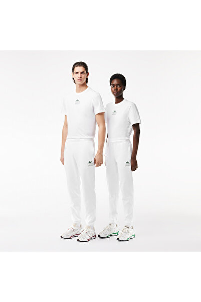 Lacoste Unisex Tapered Fit Baskılı Beyaz Eşofman Altı