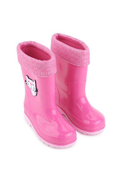 GEZER Kız Çocuk Kışlık PVC İçi Sıcak Astarlı Su Geçirmez Yağmur Bot Çizme