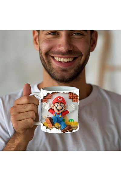 Evion Super Mario Printed 3D Design Ceramic Mug - Gift Mug