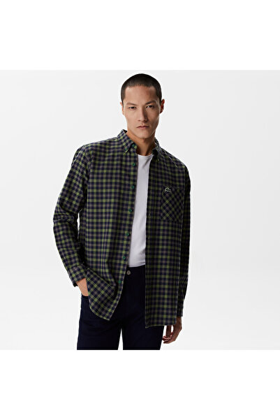 Lacoste Erkek Regular Fit Ekose Koyu Yeşil Gömlek