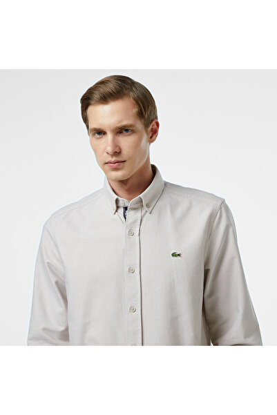 Lacoste Slim Fit Düğmeli Yaka Erkek Gri Gömlek