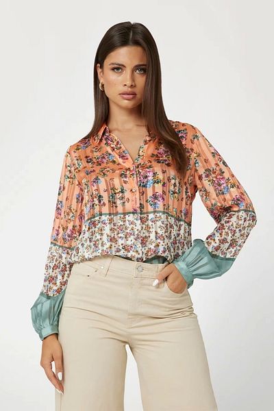 Guess Ls Danielle Shirt Women's Multicolor Shirt W4Yh61Wepo2-P1Ig