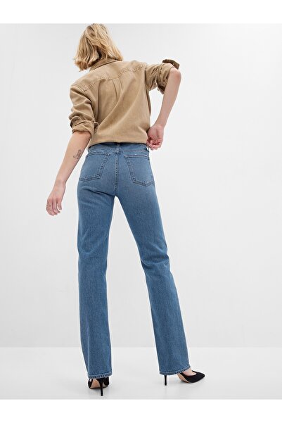 GAP Kadın Medıum Indıgo 15 90s Straight Washwell™ Jean Pantolon