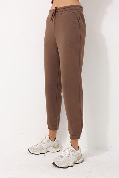 AMİDA Καφέ γυναικείο κορδόνι με τσέπη Jogger Sweatpants - 2456