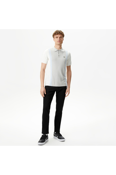 Lacoste Erkek Regular Fit Kısa Kollu Gömlek Yaka Gri Triko