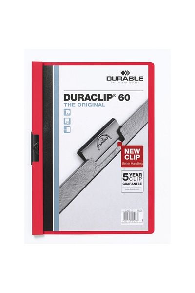 Durable A4 Red Duraclip - 60 Pages with Center Clip and Compression 2209