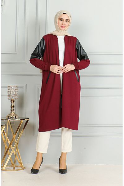 sefamerve Claret Red Long Cap με φερμουάρ - 19054-01