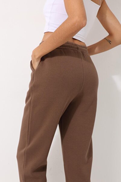 AMİDA Καφέ γυναικείο κορδόνι με τσέπη Jogger Sweatpants - 2456