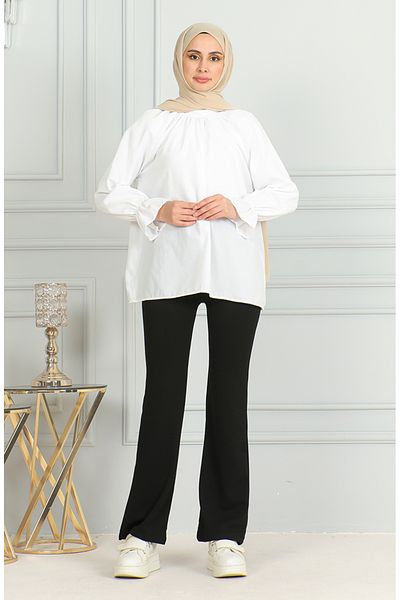 sefamerve Pantaloni negri cu picior spaniol - 7094-01
